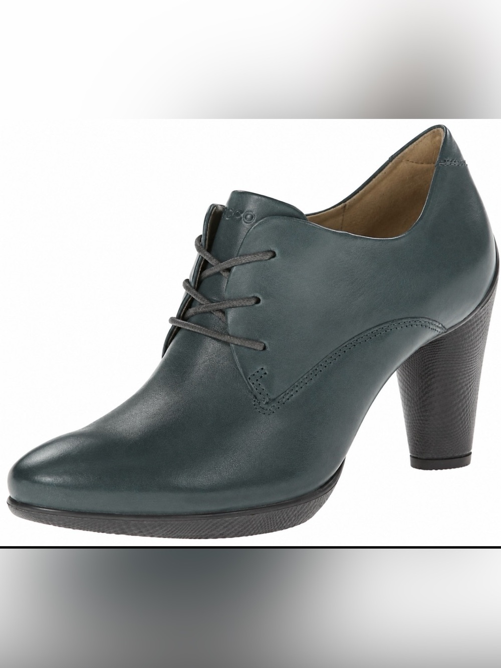 Ecco Dark Teal Leather Sculptured 75 Lace-Up Heel